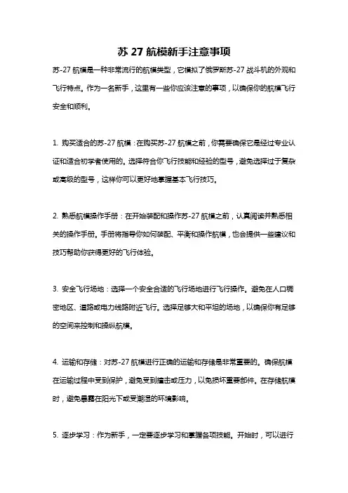 苏27航模新手注意事项