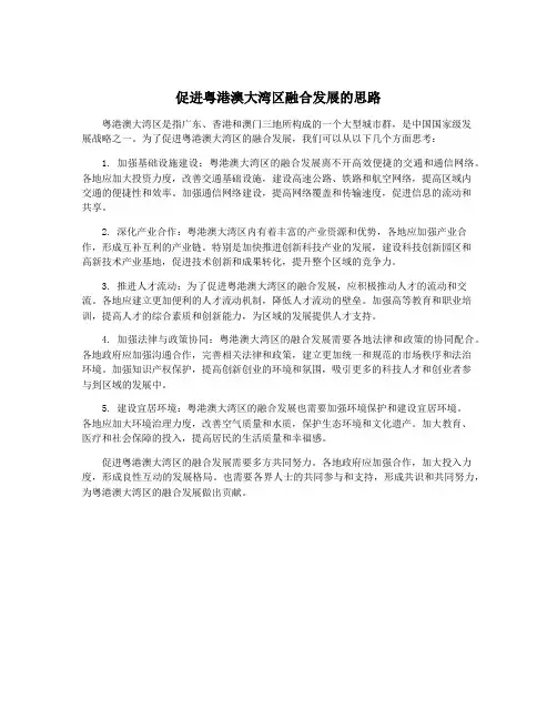促进粤港澳大湾区融合发展的思路