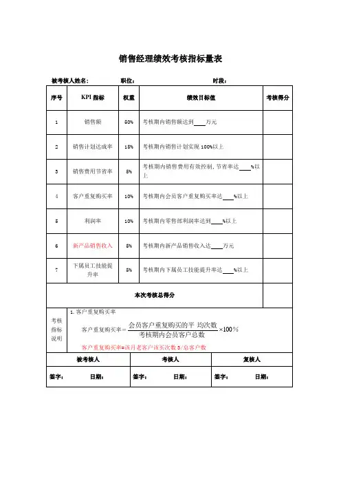 业务员考核表
