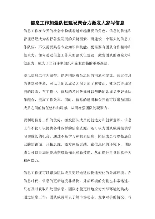 信息工作加强队伍建设聚合力激发大家写信息