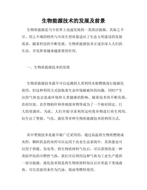 生物能源技术的发展及前景