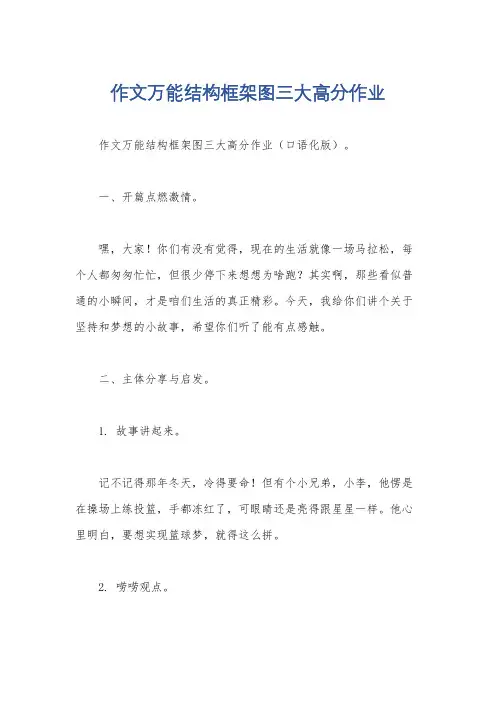 作文万能结构框架图三大高分作业