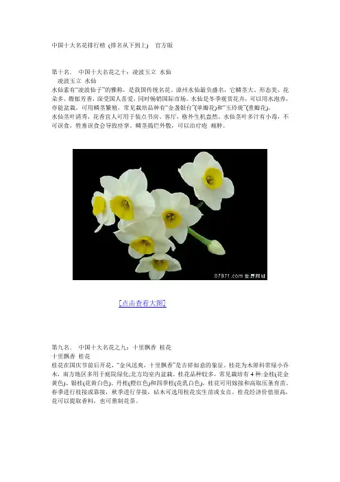 中国十大名花排行榜