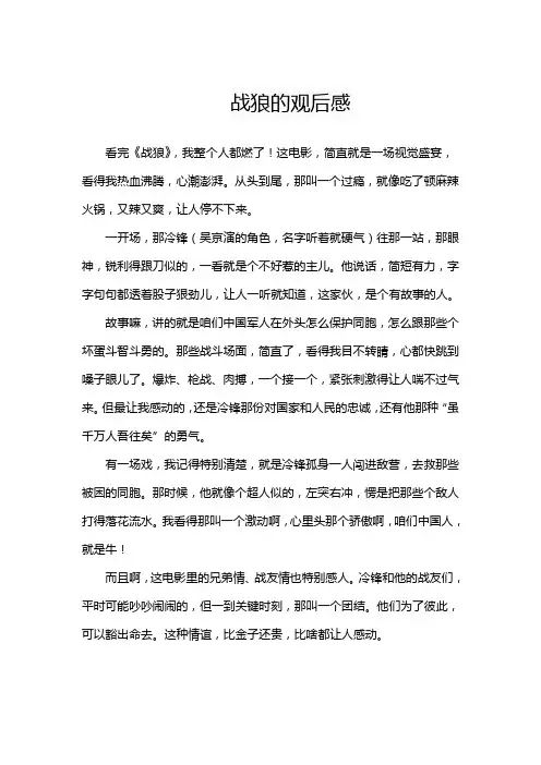 战狼精神的感悟和体会