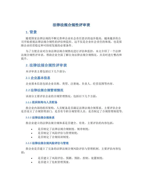 法律法规合规性评审表