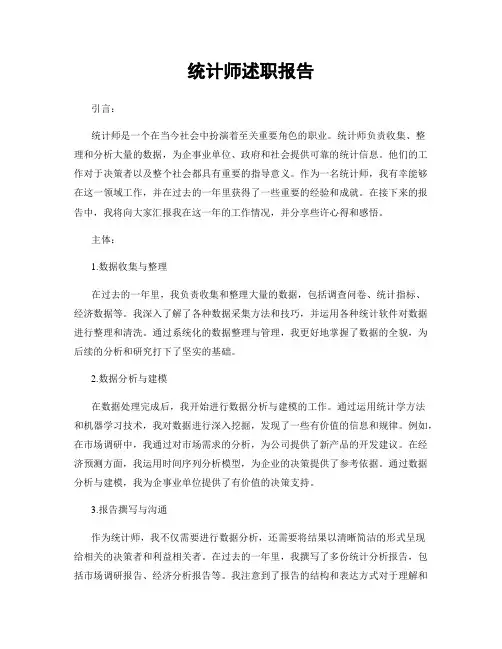 统计师述职报告