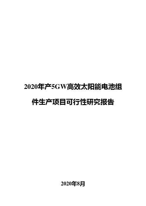 2020年产5GW高效太阳能电池组件生产项目可行性研究报告