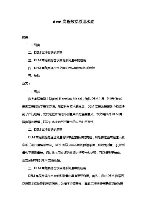 dem高程数据原理水底
