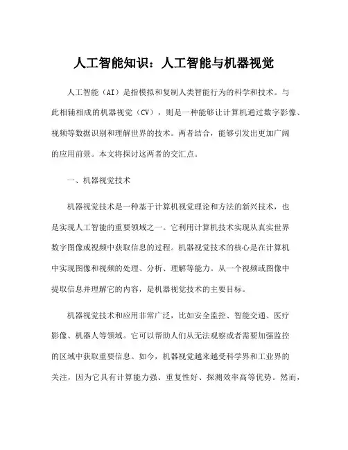 人工智能知识：人工智能与机器视觉