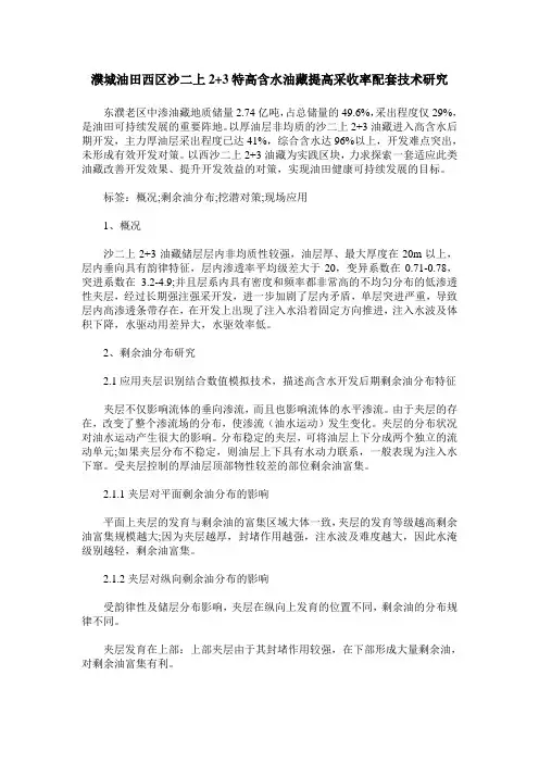 濮城油田西区沙二上2+3特高含水油藏提高采收率配套技术研究