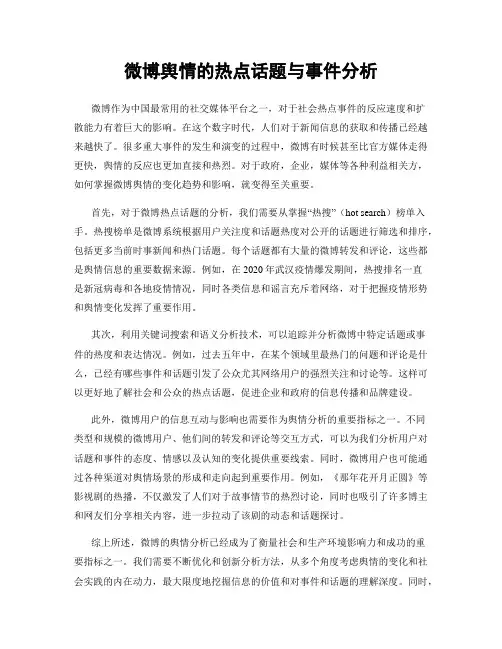 微博舆情的热点话题与事件分析