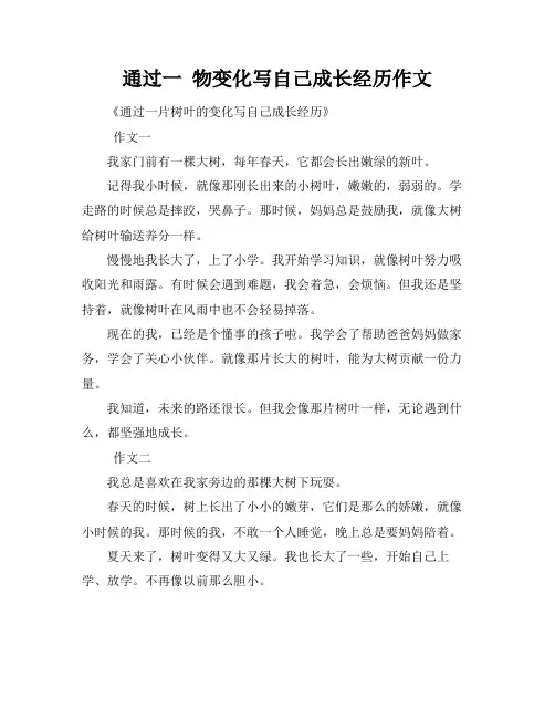 通过一 物变化写自己成长经历作文
