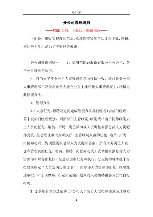 分公司管理细则