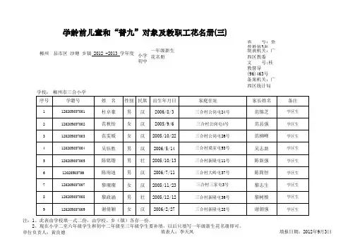 新生名册(一年级)