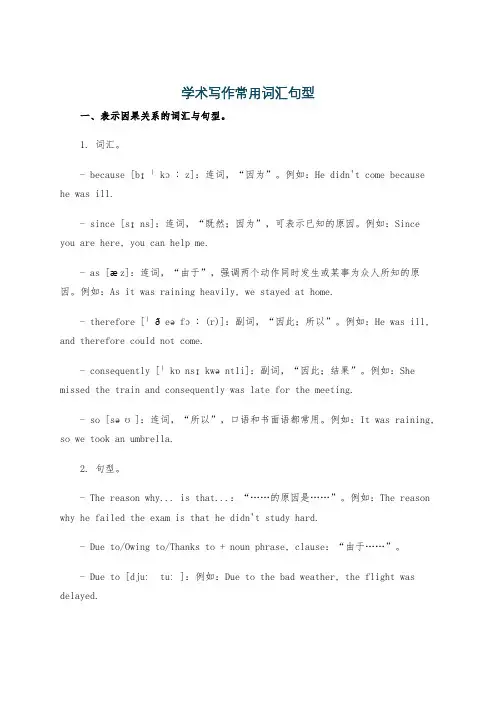学术写作常用词汇句型