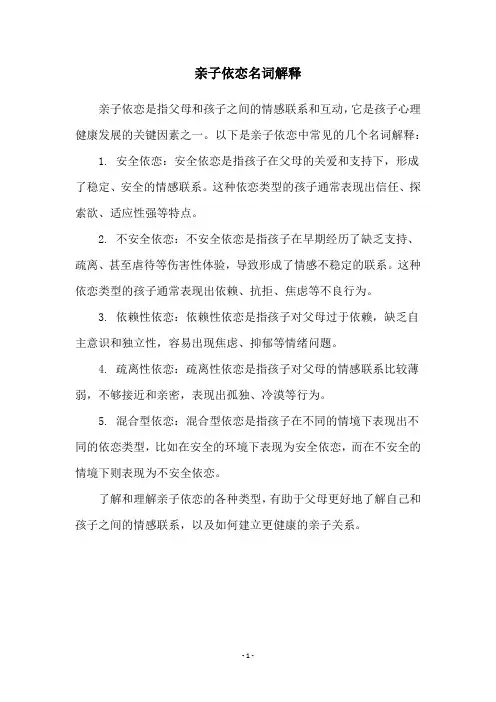 亲子依恋名词解释