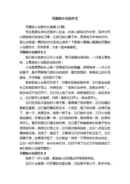 可爱的小仓鼠作文（集锦10篇）