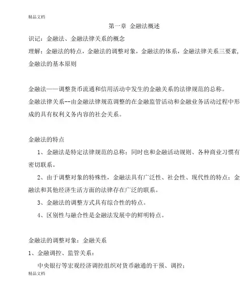 最新金融法考试重点