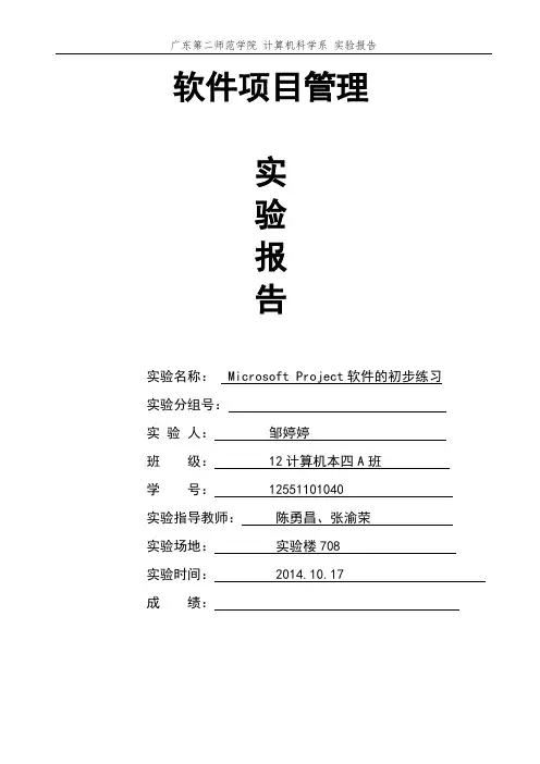 项目管理实验一实验报告