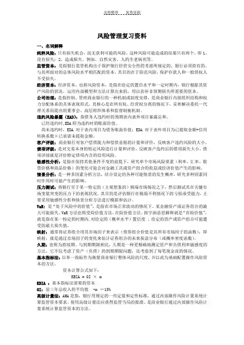 金融风险管理复习资料