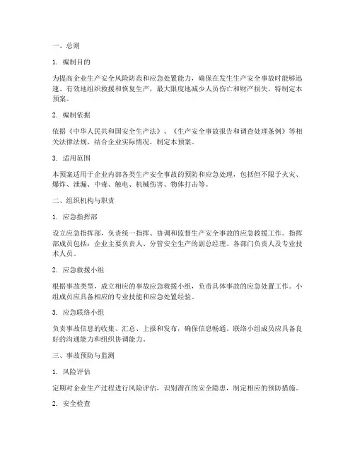 生产安全综合应急预案包括
