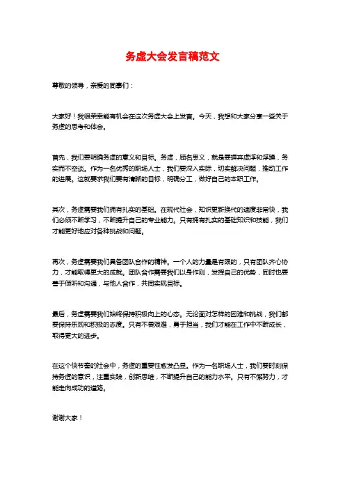务虚大会发言稿范文