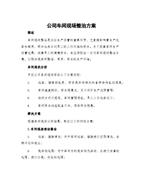 公司车间现场整治方案