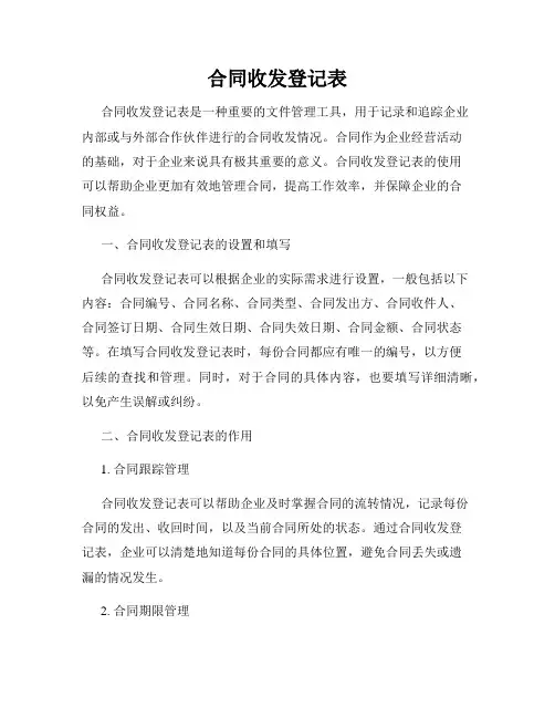 合同收发登记表