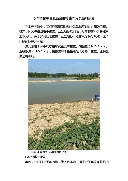 水产养殖中氨氮亚盐的毒害作用及应对措施