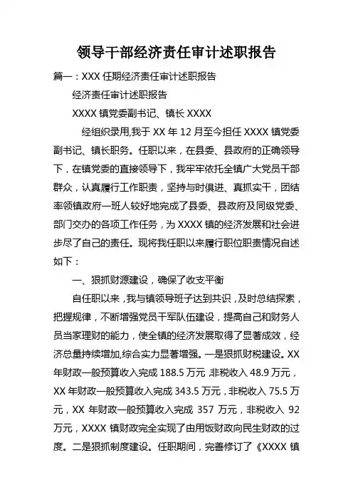 领导干部经济责任审计述职报告