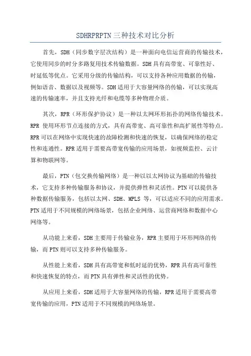 SDHRPRPTN三种技术对比分析