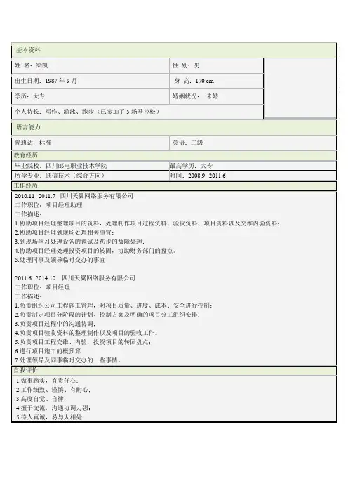 梁凯简历