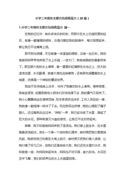 小学三年级作文那次玩得真高兴(20篇)