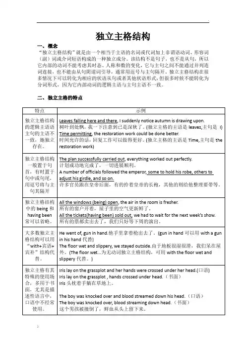 独立主格结构图表解析