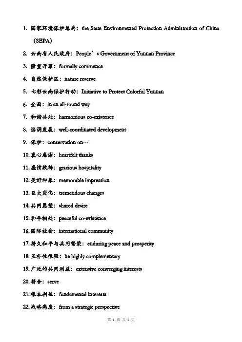 基础口译词组