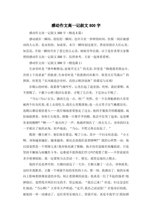 感动作文高一记叙文800字