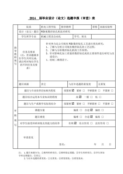 毕业设计(论文)选题申报(审查)表(1) - 副本