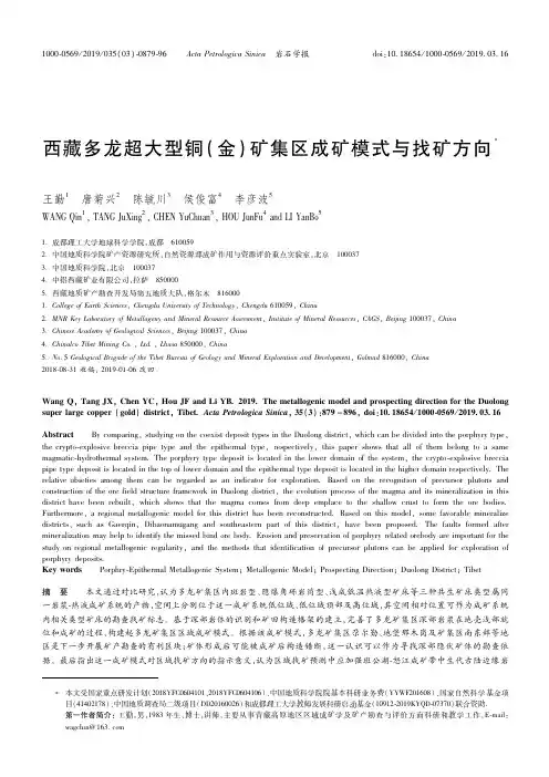 18588565_西藏多龙超大型铜金矿集区成矿模式与找矿方向