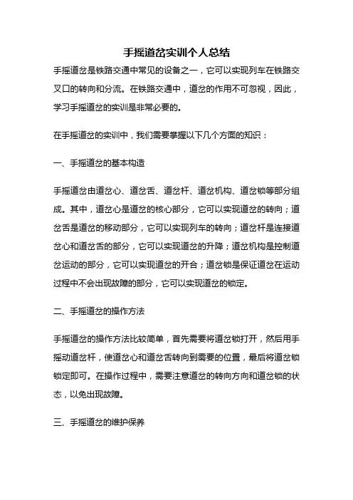 手摇道岔实训个人总结