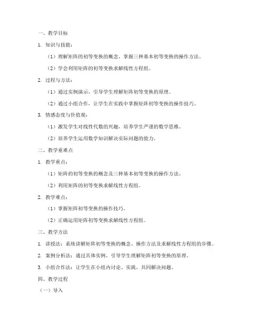 线性代数数学教案模板范文