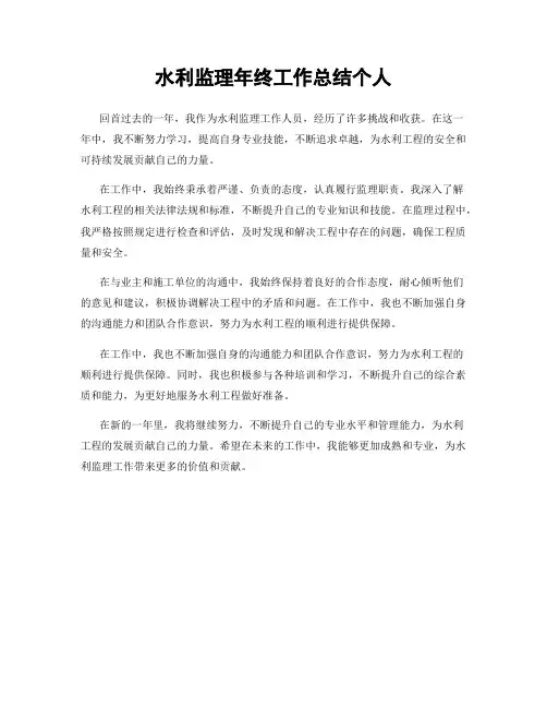 水利监理年终工作总结个人