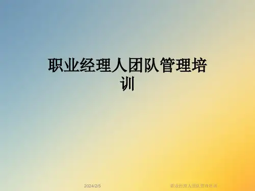 职业经理人团队管理培训