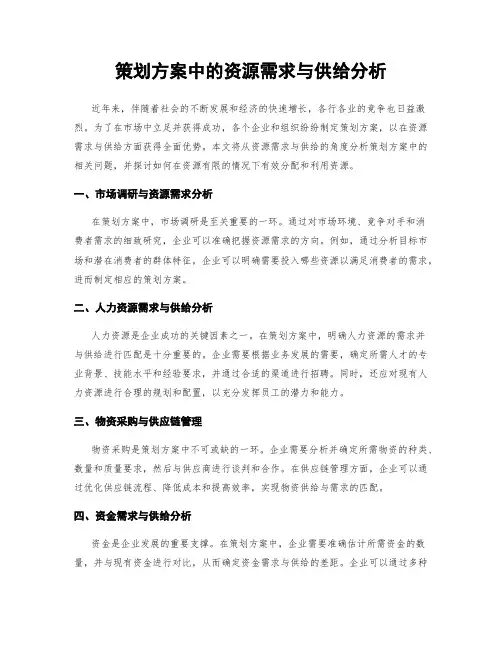 策划方案中的资源需求与供给分析