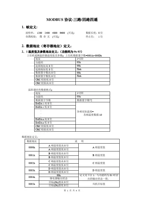 MODBUS协议--三路四路四遥(新)
