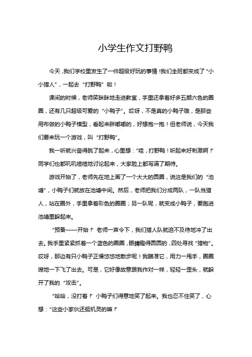小学生作文打野鸭