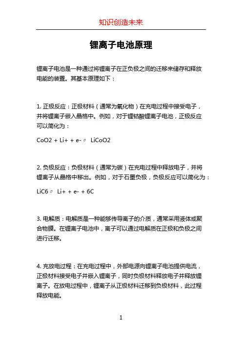 锂离子电池原理