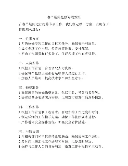 春节期间抢修专项方案