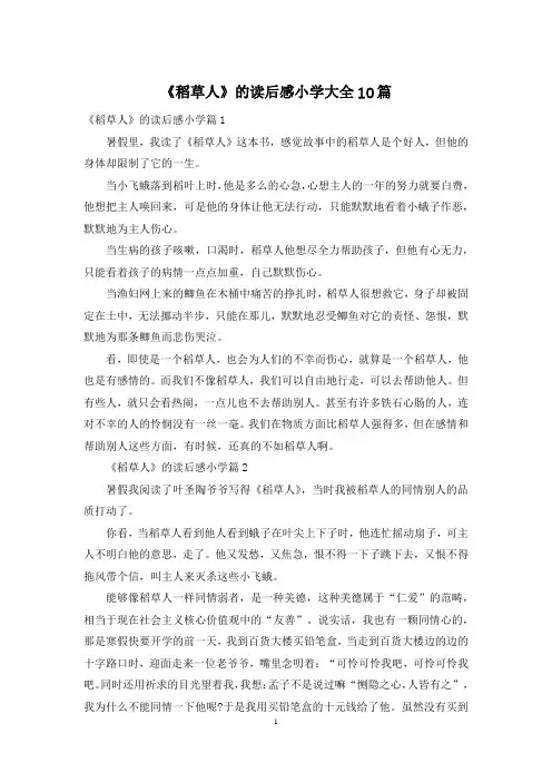 《稻草人》的读后感小学大全10篇