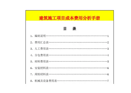 建筑施工项目成本费用分析手册模板