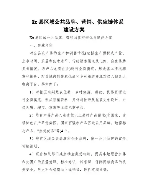Xx县区域公共品牌、营销、供应链体系建设方案